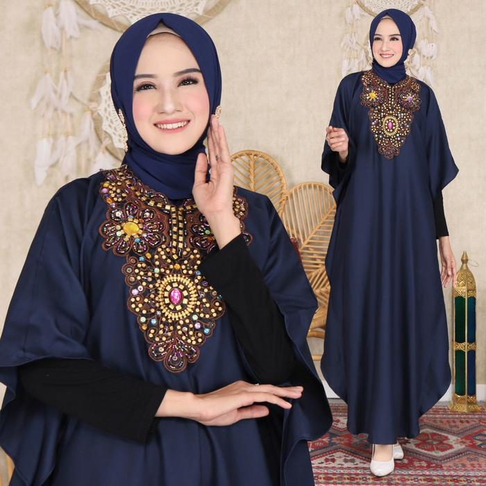 Gambar (COD) Kaftan Terbaru Model Simple Dan Elegan Aplikasi Payet Dan Bordir - NAVY, XL dari sigawa store_NEW undefined Tokopedia