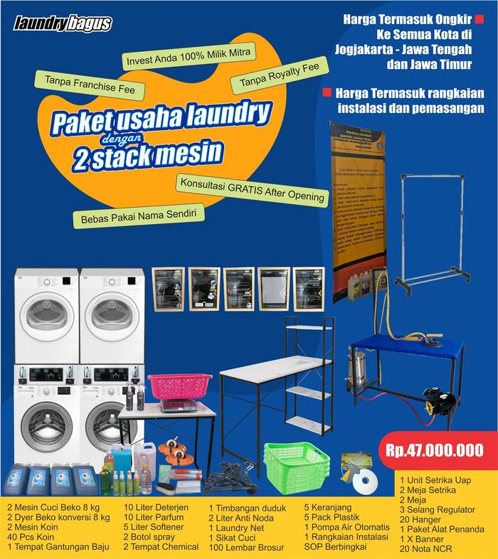 Gambar PAKET Usaha Laundry 2 Stack Mesin - Utama dari laundrybagus dot com undefined Tokopedia