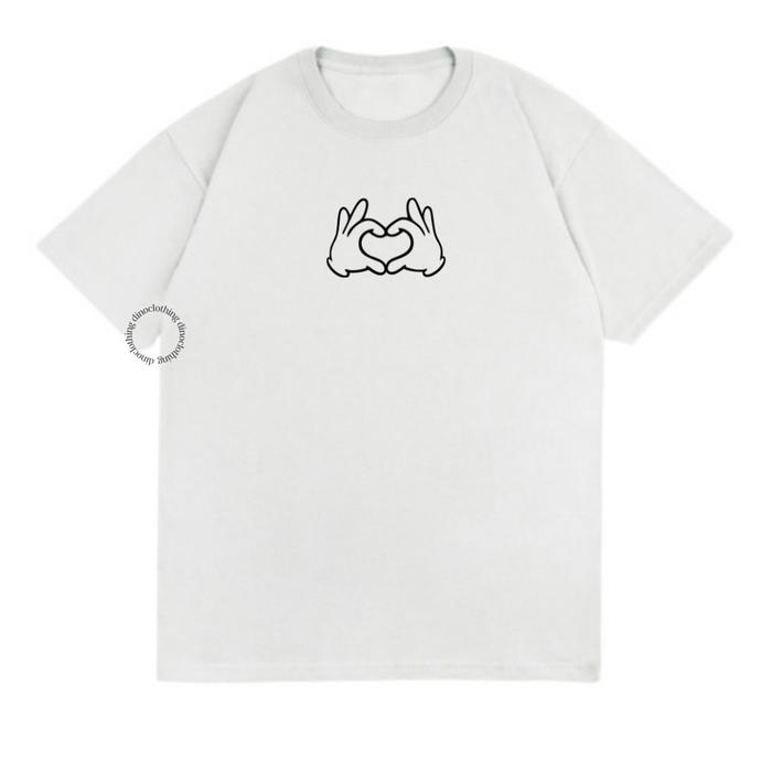 Gambar DINO CLOTHING - KAOS LOVE TANGAN/ PAKAIAN WANITA PRIA /OVERSIZE TSHIRT - Putih, S dari This is Dino undefined Tokopedia