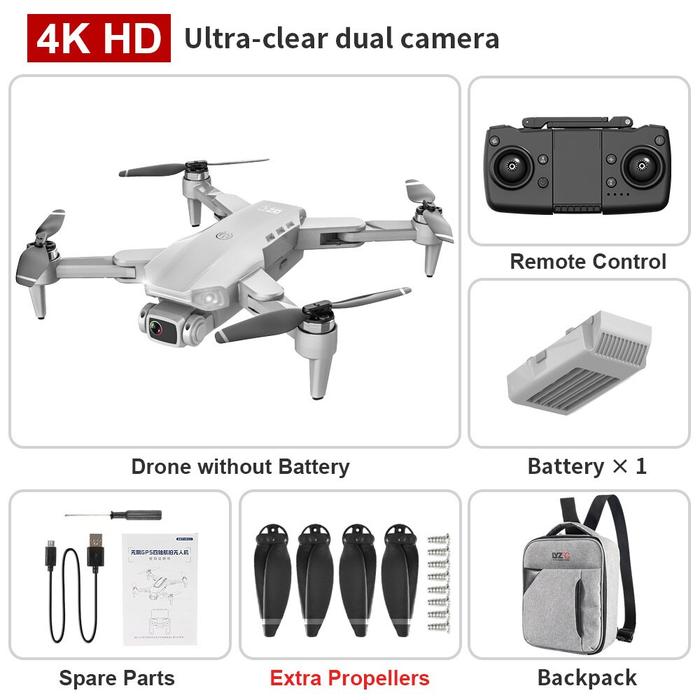 Gambar L900 PRO Mini Aerial Drone 4K HD 5G WiFi Dual Cam GPS FREE BACKPACK - Putih dari lilyana99 undefined Tokopedia