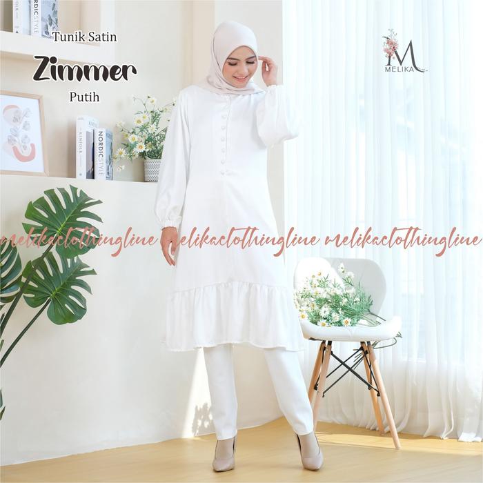 Gambar Tunik / Dress Satin Zimmer - Putih dari Pusat Mukena Indonesia Mall undefined Tokopedia