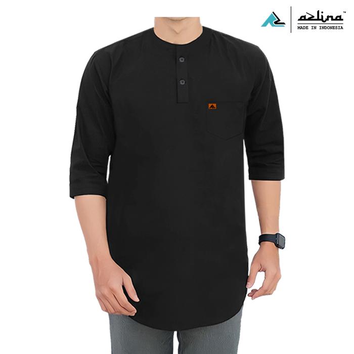 Gambar Baju Koko Pria Bahan Kaos Terbaru Lengan 3/4 Matterial Cotton Bisa COD - Hitam, M dari Kurta Premium Azlina undefined Tokopedia