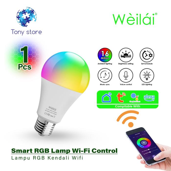Gambar WEILAI LAMPU PINTAR-SMART LED-BOHLAM PINTAR-9W RGBWW LIGHT BULB WIFI dari tony store96 undefined Tokopedia