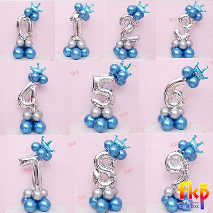 Gambar Balon Angka Berdiri Ulang Tahun Anak Laki-laki / Balon Stand Dekorasi - Silver - C.Biru, 1 dari FKP Store undefined Tokopedia