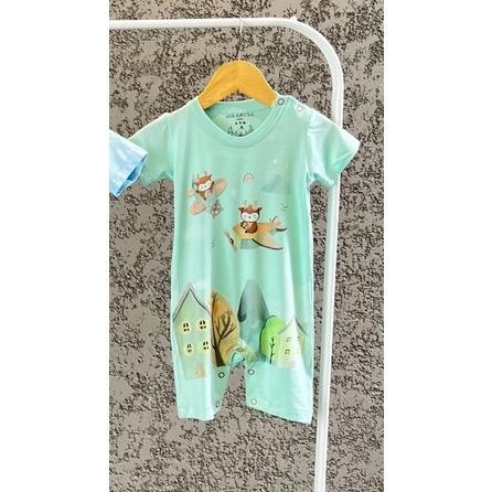 Gambar BAJU PLAYSUIT HIKARUSA | BAJU JUMPER BABY TENCEL |BAJU KODOK - Sky mint, 3-6 m dari Tinayuu88 undefined Tokopedia