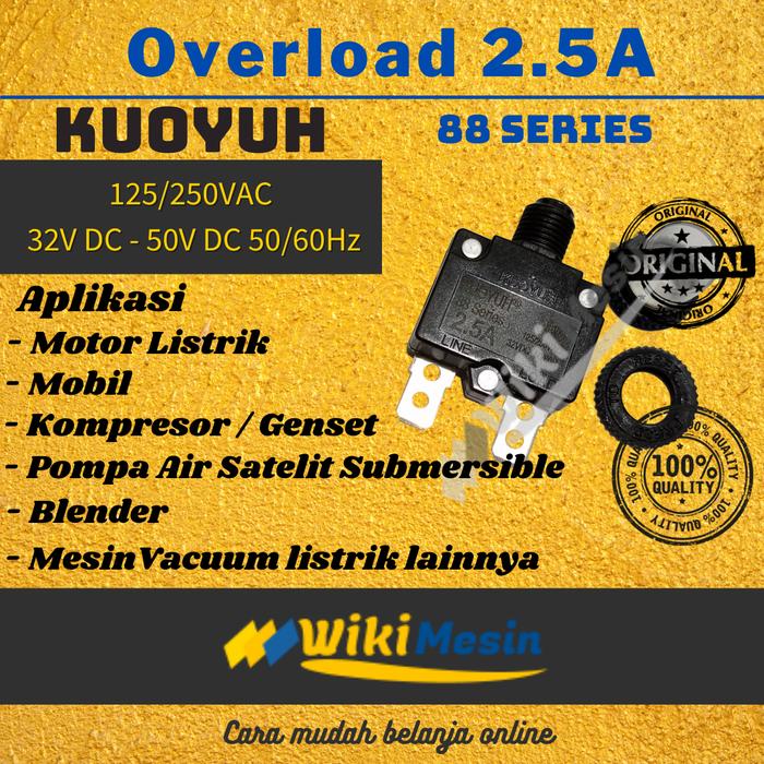 Gambar Overload Thermal Protector Circuit Breaker Kuoyuh 2.5A 88 Seri dari Overload Wikimesin undefined Tokopedia