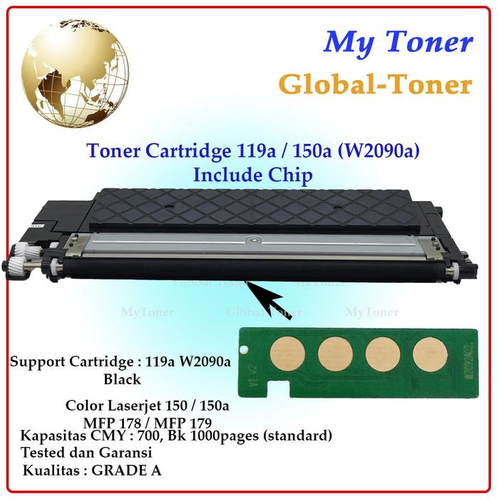 Gambar Toner Cartridge 119A 150 150a 150nw mfp 178 179 w2090a CHIP W2093A - Hitam dari MyToner undefined Tokopedia