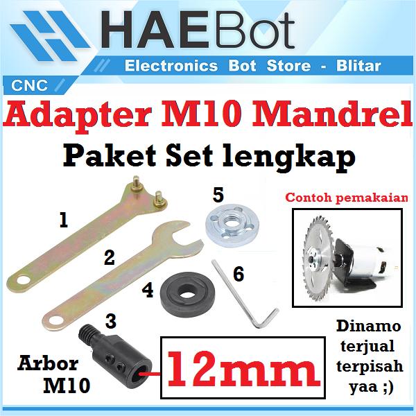 Gambar [EBS] Arbor Adapter Gerinda M10 Set Mandrel Grinder - Set 12mm dari HAEBOT - Solusi Kebutuhan CNC undefined Tokopedia