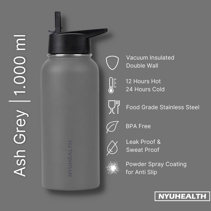 Jual Nyuhealth Vacuum Insulated Water Bottle 1L Ash Grey
