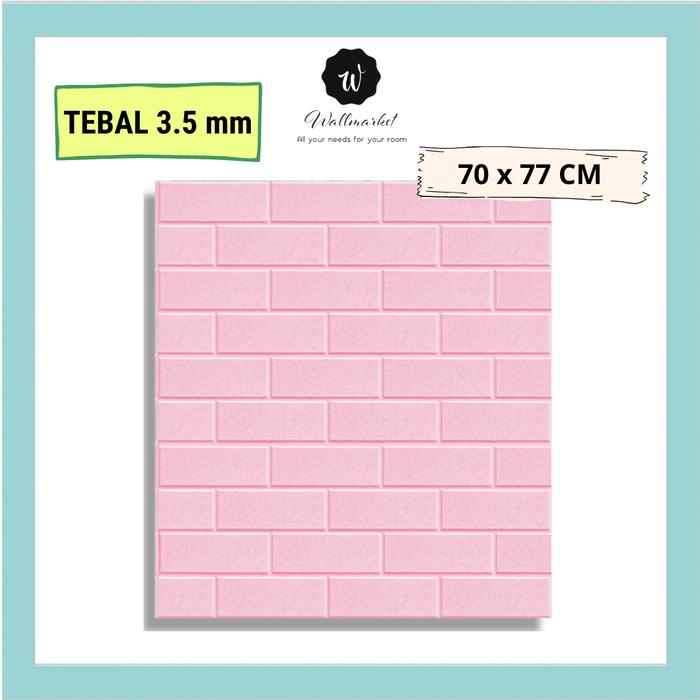 Gambar Wallpaper 3D Foam Motif Batu Bata Murah Ukuran 77 x 70 cm - Merah Muda dari andralianstore undefined Tokopedia