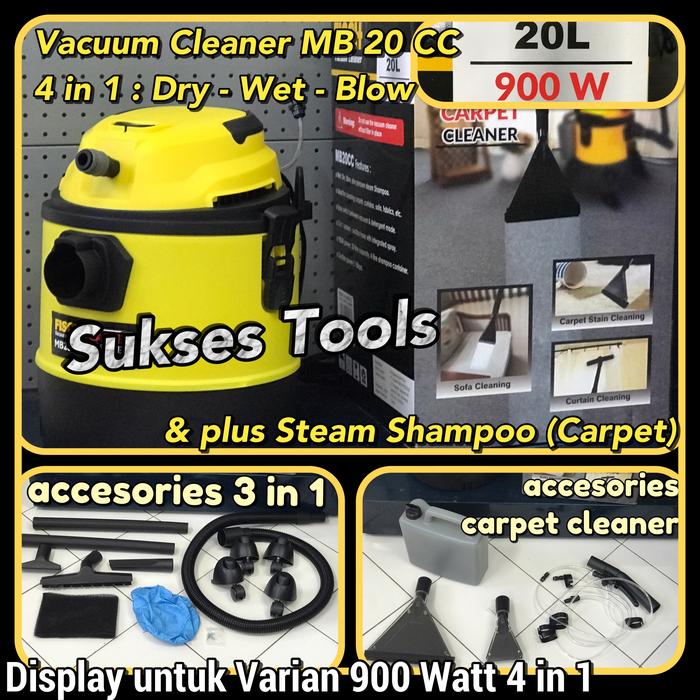 Gambar Vacuum Cleaner Wet Dry Blow Fisch Mesin Sedot Debu / Karpet tangki 20L - 900 Watt 4in1, standar packing dari Sukses.Tools undefined Tokopedia
