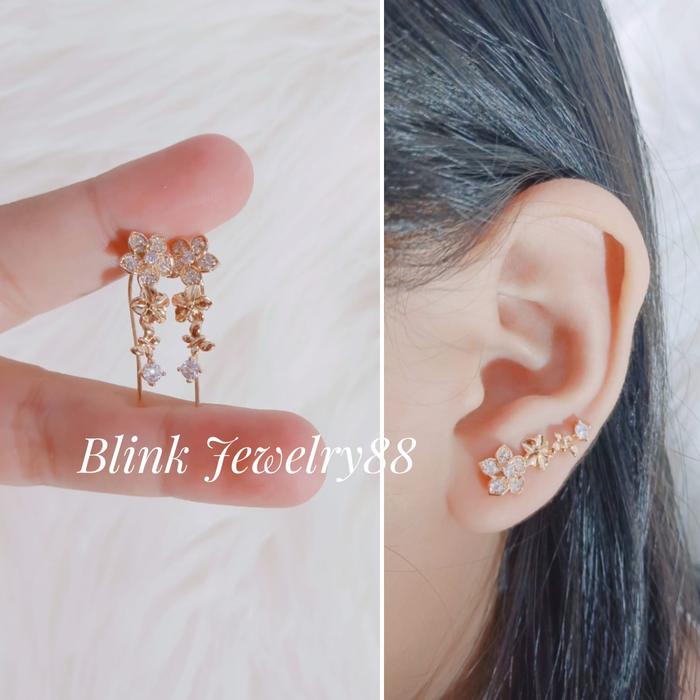 Gambar Anting Titanium Rambat Wanita Motif Daun Super Mewah - Bunga dari Blinkjewelry88 undefined Tokopedia