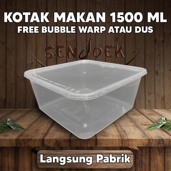 Gambar Kotak Plastik Bening 1500 ml / Lunch Box / Kotak Makan /Food Container dari Sendoek undefined Tokopedia