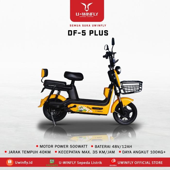 Gambar Sepeda Listrik Uwinfly DF5 + DragonFly 5+ U-winfly DF5+ / Pro Electric - Kuning dari Papa Mama Official undefined Tokopedia