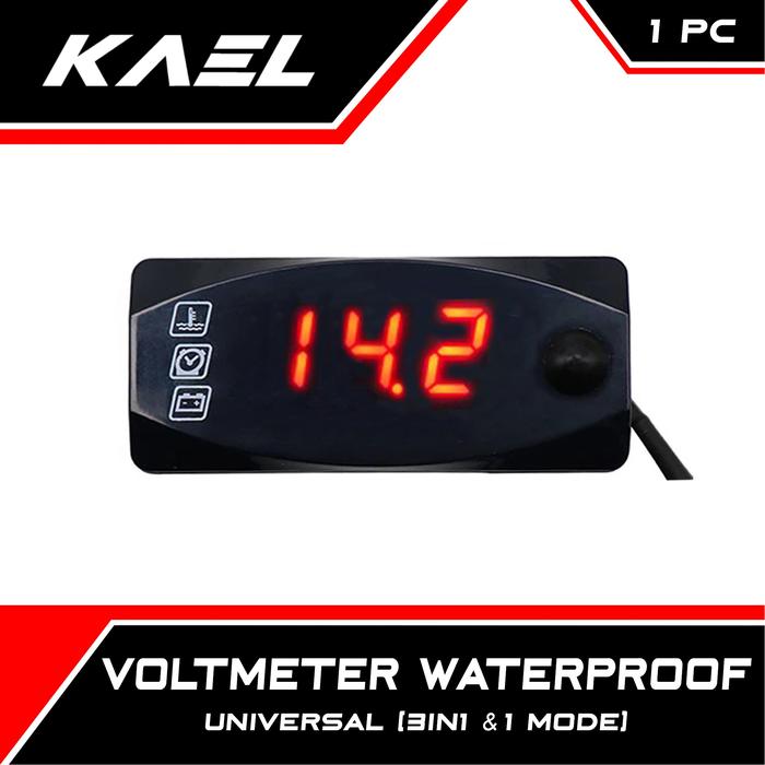 Gambar Voltmeter Waterproof 3in1-1 Motor Mode Biru-Merah Motor Aki-Jam-Suhu - Merah-3in1 dari KAEL Official Store undefined Tokopedia