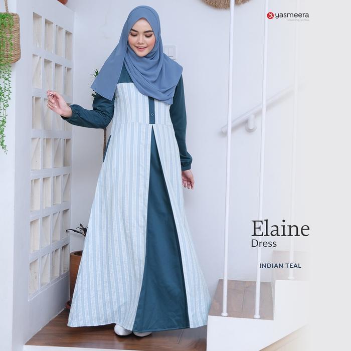 Gambar Longdress Yasmeera Gamis Wanita Dewasa Elaine Katun Adem Dailywear - Indian Teal, S dari Toko Gamis Hijab undefined Tokopedia