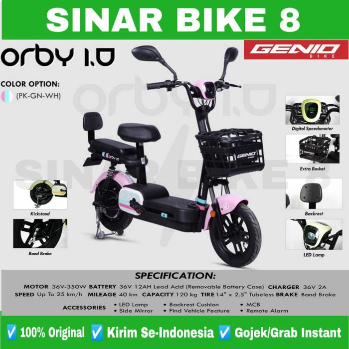 Gambar Sepeda Listrik GENIO ORBY 1.0 Electric E Bike 350 Watt - Pink dari Toko Sepeda Sinar Bike 8 undefined Tokopedia