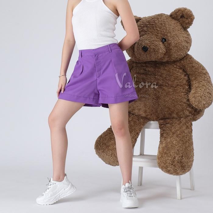 Gambar VALORA - Celana Pendek Bahan Katun HW Wanita Hotpants Highwaist Sofita - Lavender dari Valora Official Shop undefined Tokopedia