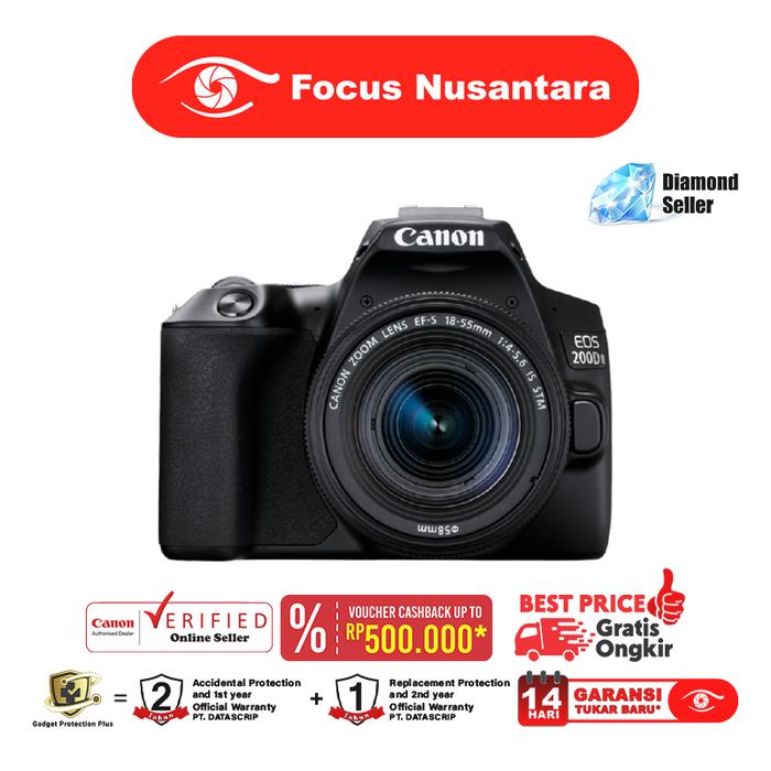 Gambar Canon EOS 200D II kit EF-S 18-55mm f/4-5.6 IS STM - Black dari Focus Nusantara undefined Tokopedia
