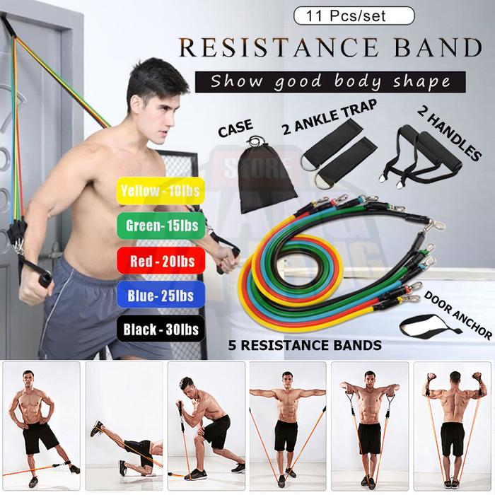 Gambar Power Resistance Band 11 Pcs Set Tali Karet Tarik Fitness Gym Yoga - Resitance Bands dari Mang jajang Store undefined Tokopedia
