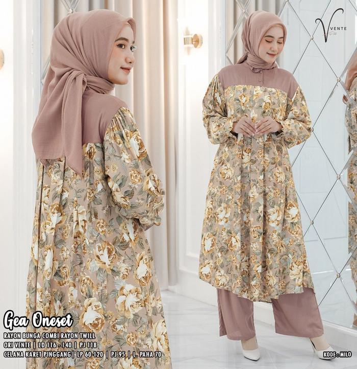 Gambar baju setelan wanita jumbo fashion motif abstrak cantik trendy kekinian - Millo, LD 116-140cm dari CNGR_Store undefined Tokopedia