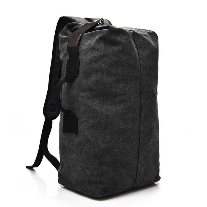 Gambar Backpack Tas Ransel Rangsel Bahan Kanvas Travel Bag Kain Canvas - Hitam dari Pradhana-Shop undefined Tokopedia