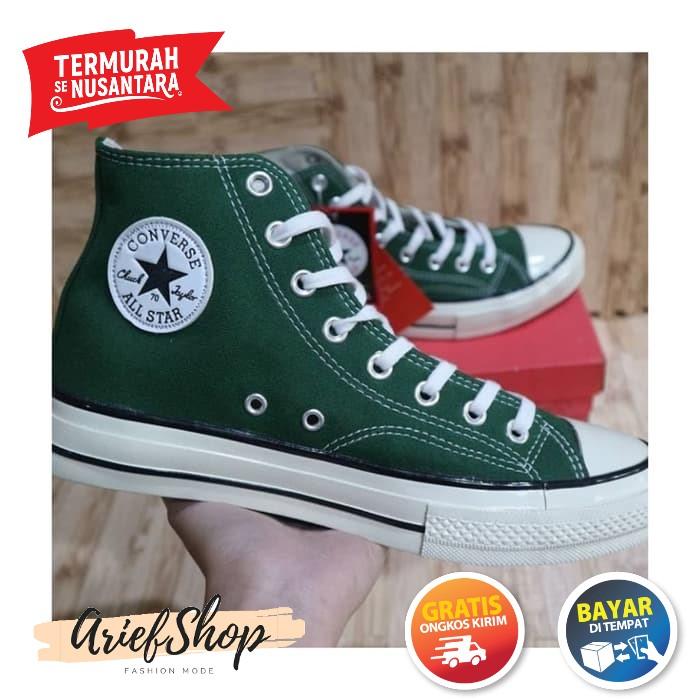 Gambar Sepatu Sneaker Converse All Star Pria & Wanita Hijau Army High - Hijau, 38 dari AriefShop undefined Tokopedia
