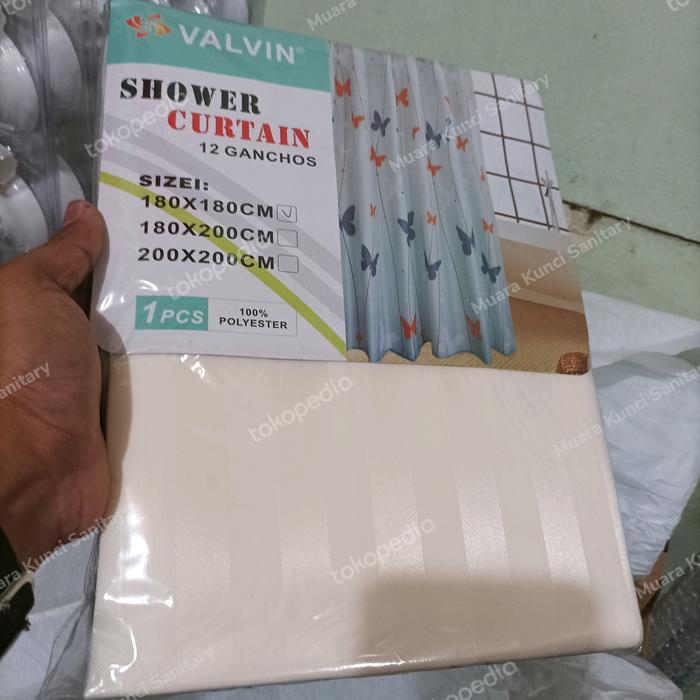 Gambar Shower curtain ivory 180x180cm/ tirai / crystal textile polyester dari Muara Kunci Sanitary undefined Tokopedia