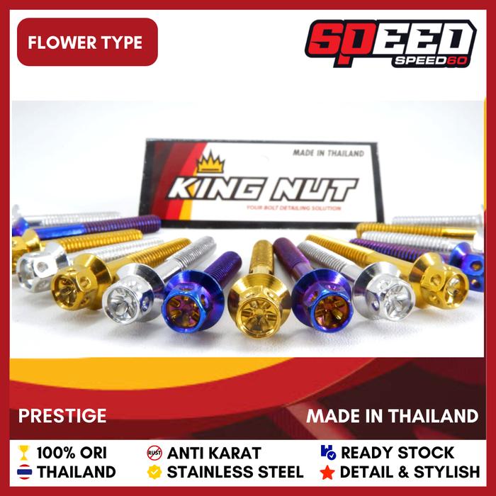 Gambar Probolt Full Blok Mesin Kawasaki Ninja R / RR Stainless King Nut Th - Flower, Gold dari Speed60 undefined Tokopedia