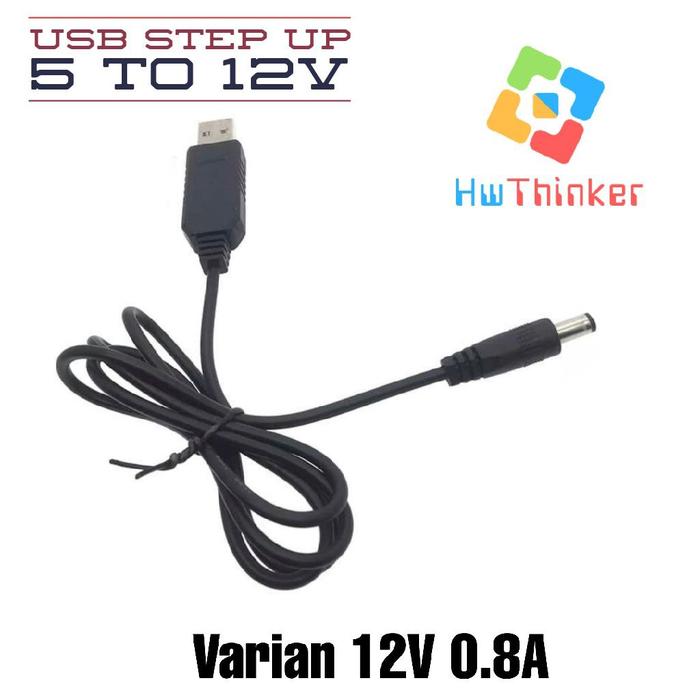 Gambar USB kabel Boost DC 5V to DC 9V / 12V Step Up Converter JACK DC - 12V 0.8A dari HwThinker undefined Tokopedia