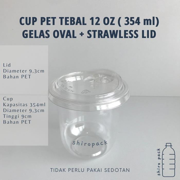 Gambar Gelas Kopi Tebal Mirip Starbuck Cup Pet OVAL + Strawless Lid (U cup) - 12 oz dari Shiro Pack undefined Tokopedia