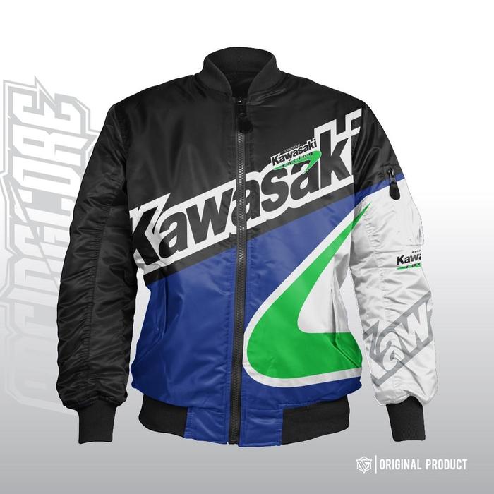 Gambar Jaket Bomber Varsity Pria Wanita Ninja Kawasaki Vintage Touring Retro - BOMBER BLUE, S dari PACOL GOANG GROSIR undefined Tokopedia