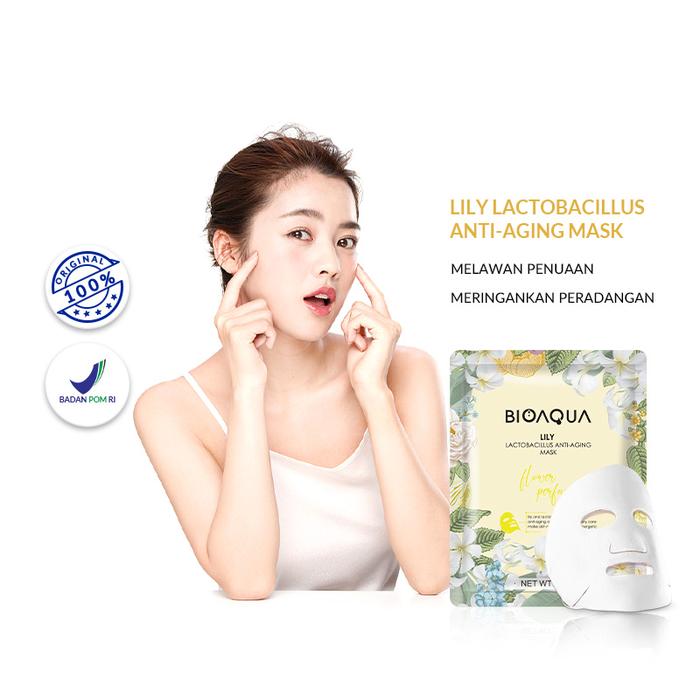 Gambar BIOAQUA Sheet Mask Masker Wajah Flowers Series (28g/pcs) - Lily mask dari BIOAQUA Official Store undefined Tokopedia