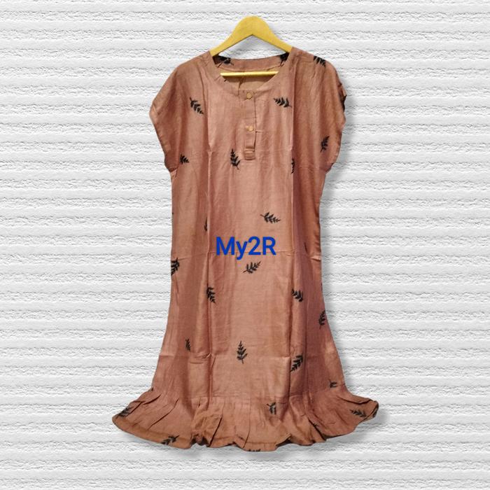 Gambar daster ruffle viral kekinian Busui jumbo Ld 120 - cemara jingga dari My2RHomewear undefined 5 Tokopedia