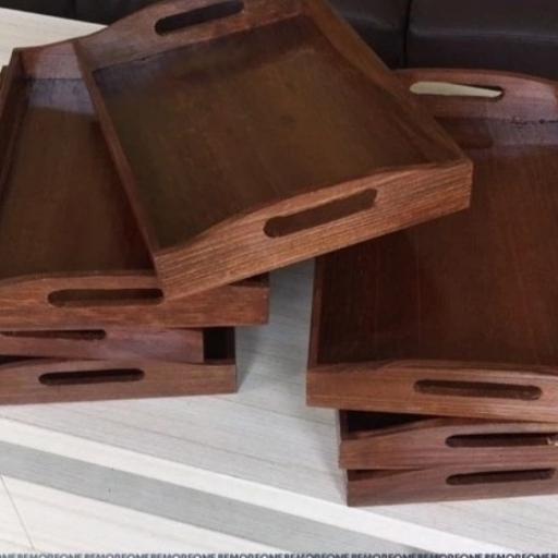 Gambar Nampan Kayu Full / Baky Unik / Wooden Tray - Coklat Tua, 21cm x 30cm dari Toko Bu Nardi undefined Tokopedia