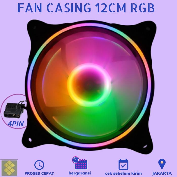 Gambar Fan Casing Gaming 12 cm Full Color Fan RGB Cooling Fan PC RGB - DOUBLE RING dari Sanindo Jaya Abadi undefined Tokopedia