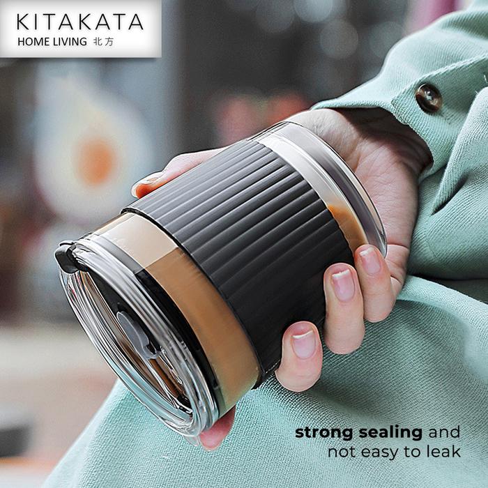 Gambar KITAKATA Botol Minum Water Bottle Cup Takeaway Cup Cangkir Kopi - Black, 350ml dari Kitakata Homeliving undefined Tokopedia