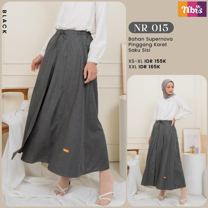 Gambar ROK NIBRAS NR 015 / ROK PANJANG MUSLIMAH NIBRAS TERBARU / NBRS ORI - Black, XS dari JAZA Hijab undefined Tokopedia
