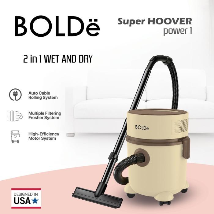 Gambar BOLDe - Vacuum Cleaner SUPER HOOVER Power 1 Penyedot Debu Wet & Dry - Beige dari INTI MEDIKA STORE undefined Tokopedia