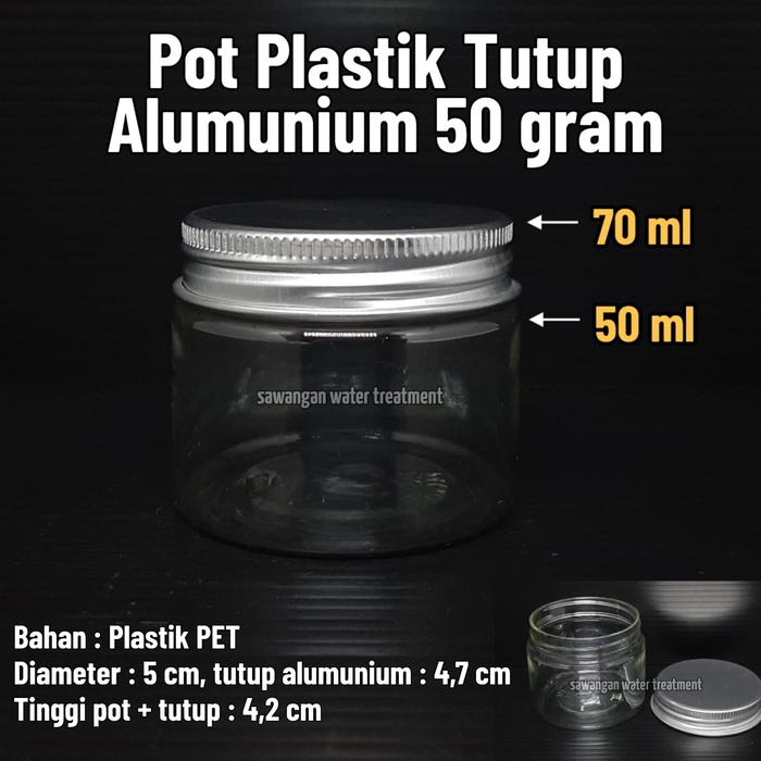 Gambar Pot jar 50 gram tutup alumunium / jar pet 50 ml / Pot Pomade 50 gr - Pet Alu. Lama, Buble Wrap dari sawangan water treatment undefined Tokopedia