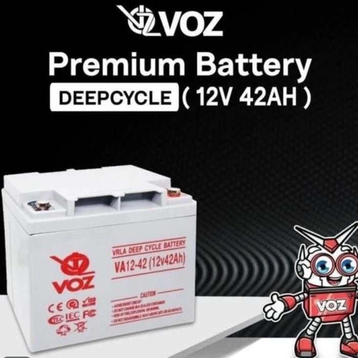 Premium Battery VOZ Deep Cycle VRLA 12V 42Ah Aki Kering Best Performa