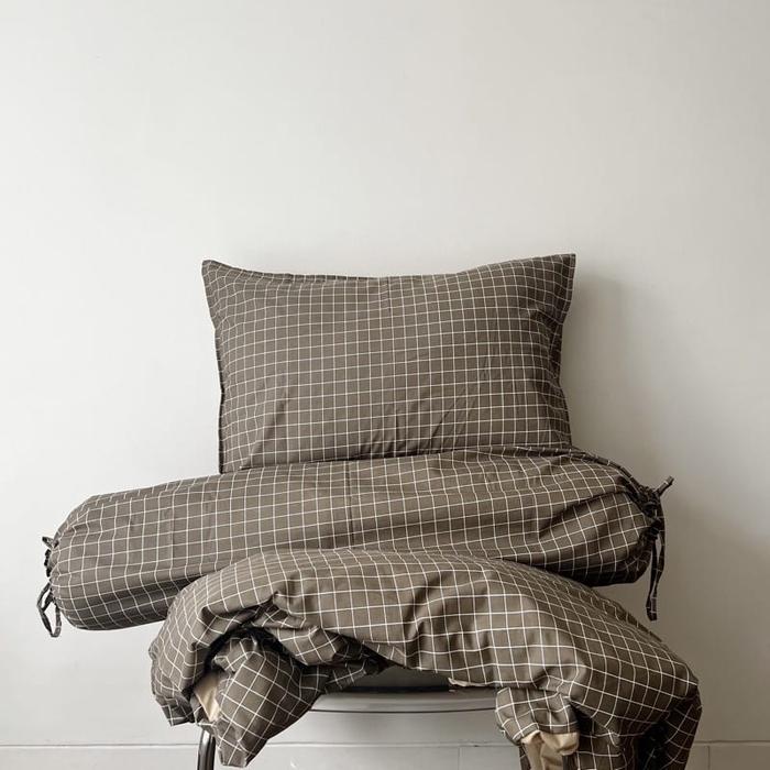 Gambar KOJI BEDSHEET SET - Sprei Katun Halus Korea Jepang Kotak Kotak Muji - A, 100 x 200 dari Calico Living undefined Tokopedia