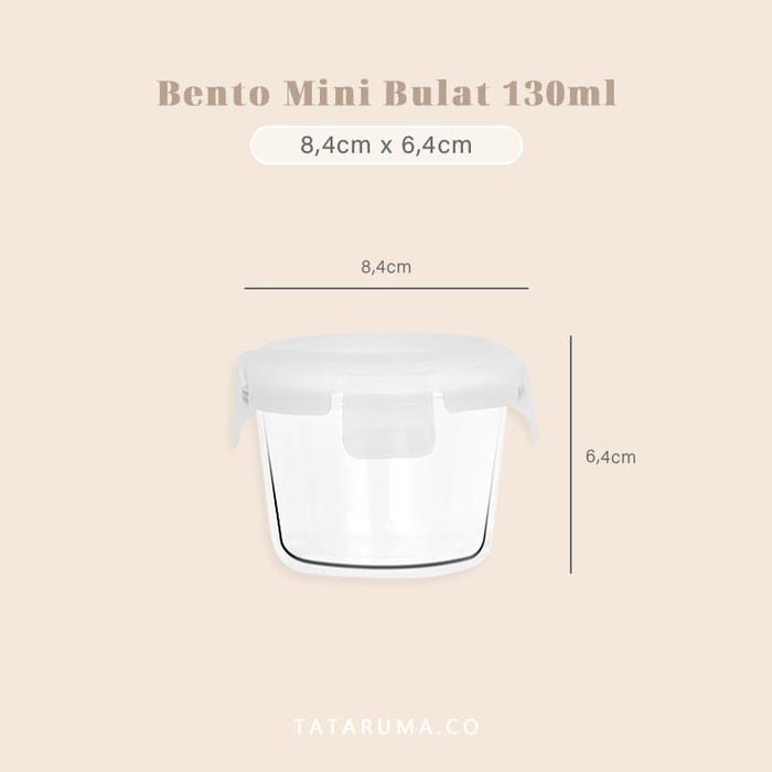 Gambar BENTO MINI - Food Box Bulat Persegi Mini Kaca Kedap Udara Tahan Panas - BULAT dari tataruma.co undefined Tokopedia