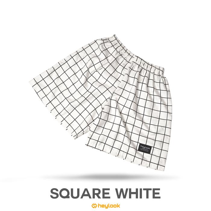 Gambar ( Promo AMBYAR Di LIVE ) - Celana Pendek Pria Short Pants Motif Square Celana Kotak Katun Nyaman Shorts Pants Stretch Fit Garis Cowok Celana Tartan Santai Panjang Dewasa - Putih dari HEYLOOK PROJECT undefined Tokopedia