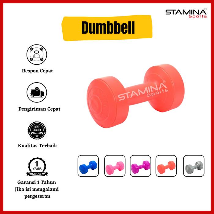 Gambar Stamina Dumbbell Plastic 1 Kg - Orange - 1 PCS dari Stamina Sports Indonesia undefined Tokopedia