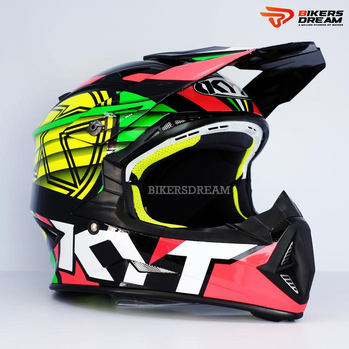 Gambar HELM KYT JUMPSHOT CORAK BLACK/YELLOW/FLUO GREEN FLUO - M dari Bikers Dream undefined Tokopedia