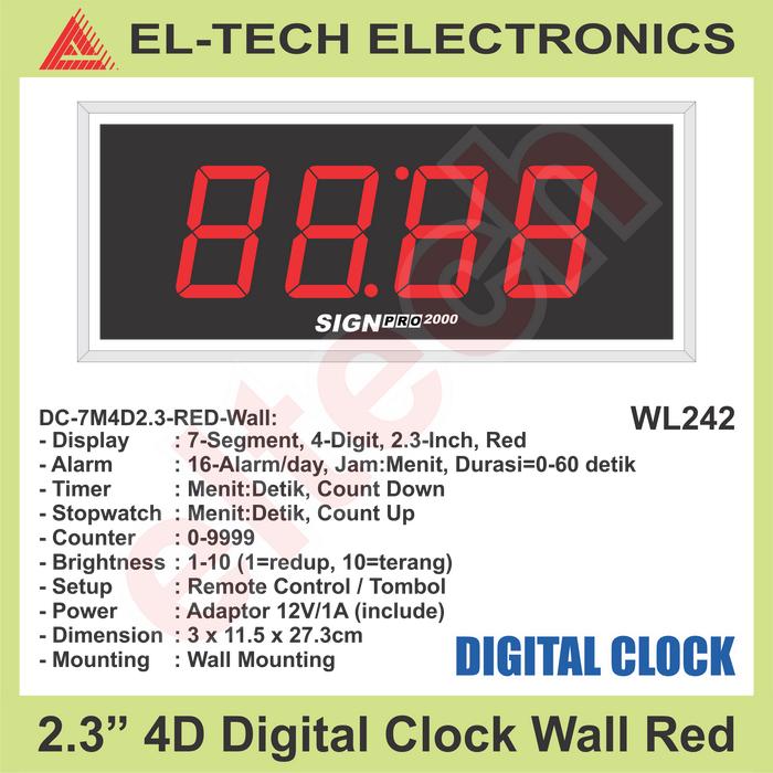 Gambar 2.3" 5.8cm Jam Dinding Digital Clock LED Date Tanggal Alarm WALL - Merah dari ELTECH online undefined Tokopedia