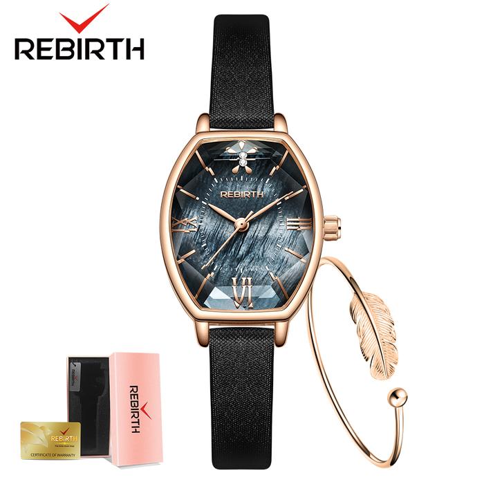 Gambar REBIRTH Jam Tangan Wanita Mewah Anggun Display Kuarsa Mode Tali Kulit - black blue dari Rebirth Jam Tangan undefined Tokopedia