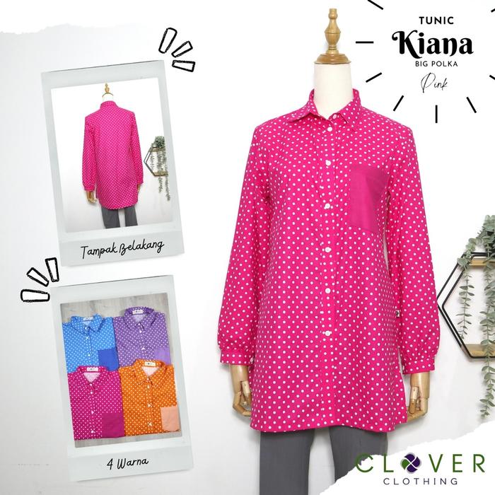 Gambar Tunik Atasan Wanita CLOVER CLOTHING Tunic Kiana Big Polka - Pink, L dari Griya Muslim Amanah 2 undefined Tokopedia
