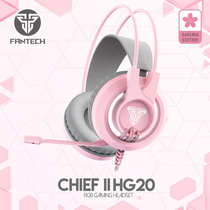 Gambar 【FREE SPLITTER】Fantech HG20 Chief II RGB Gaming Headset Headphone Mobile Multiplatform - Pink, FREE OTG TYPE C dari TokoTeknoPro undefined Tokopedia